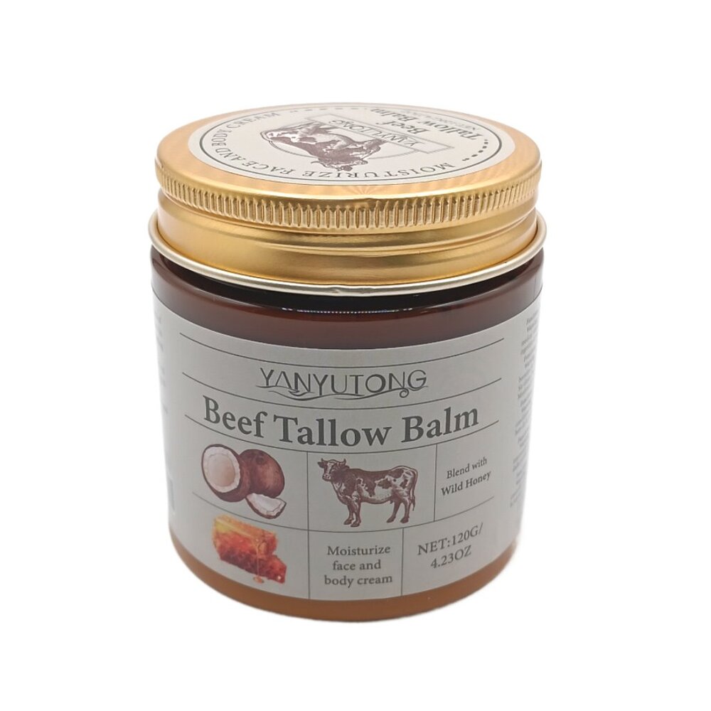 Beef Tallow Balm Moisturizer 4.2 oz Wild Honey Coconut Oil Face Body Cream New